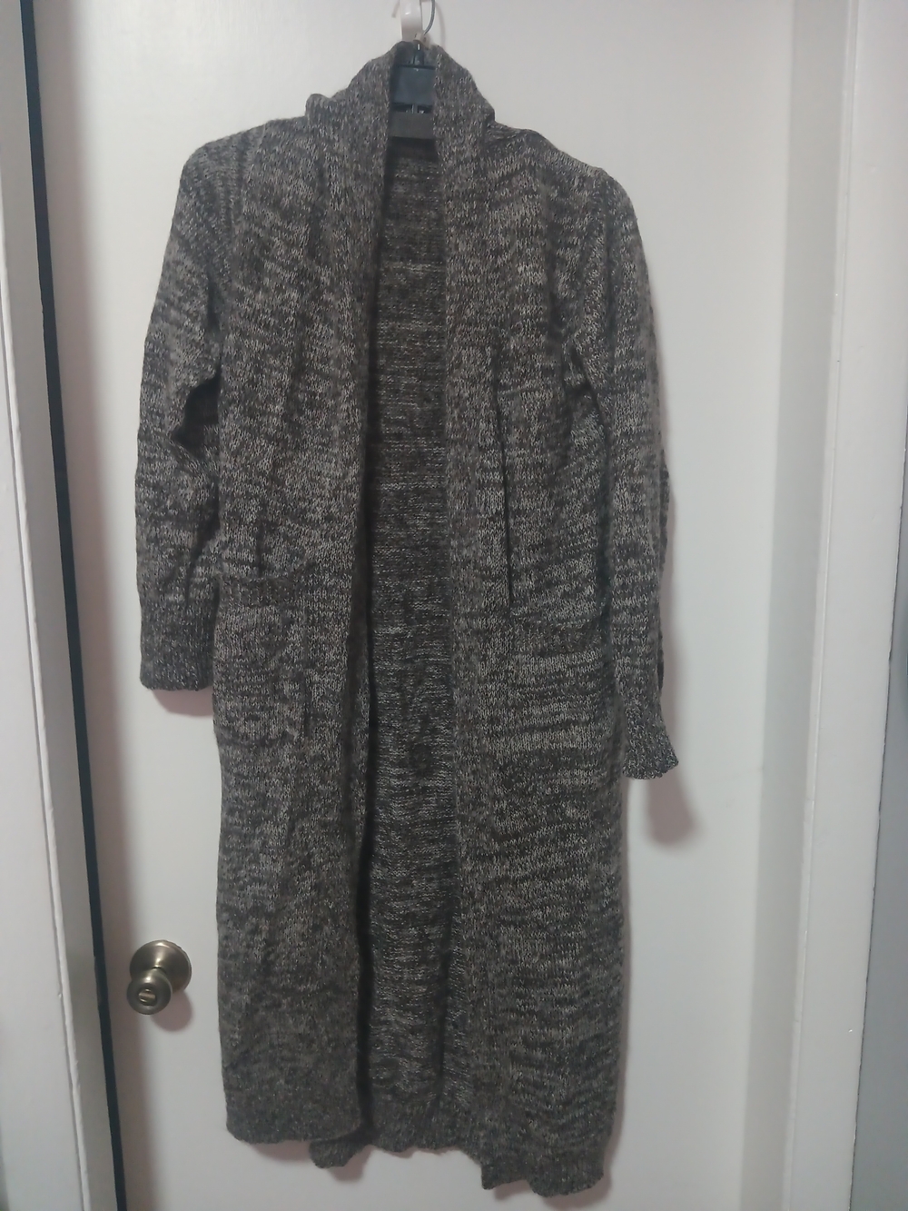 Dries Van Noten Gray Marled Long Open-Front Cardigan